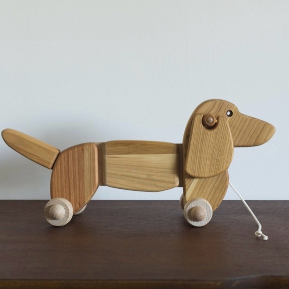 BAJO Pull Along DACHSHUND Wiener Dog 15" Wooden Toddler Pull Rolling Toy Poland - Picture 7 of 11